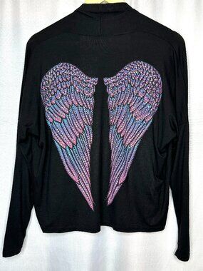 VOCAL Rhinestone Wings Open Cardigan, Small Fairy Colorful Metal Lightweight